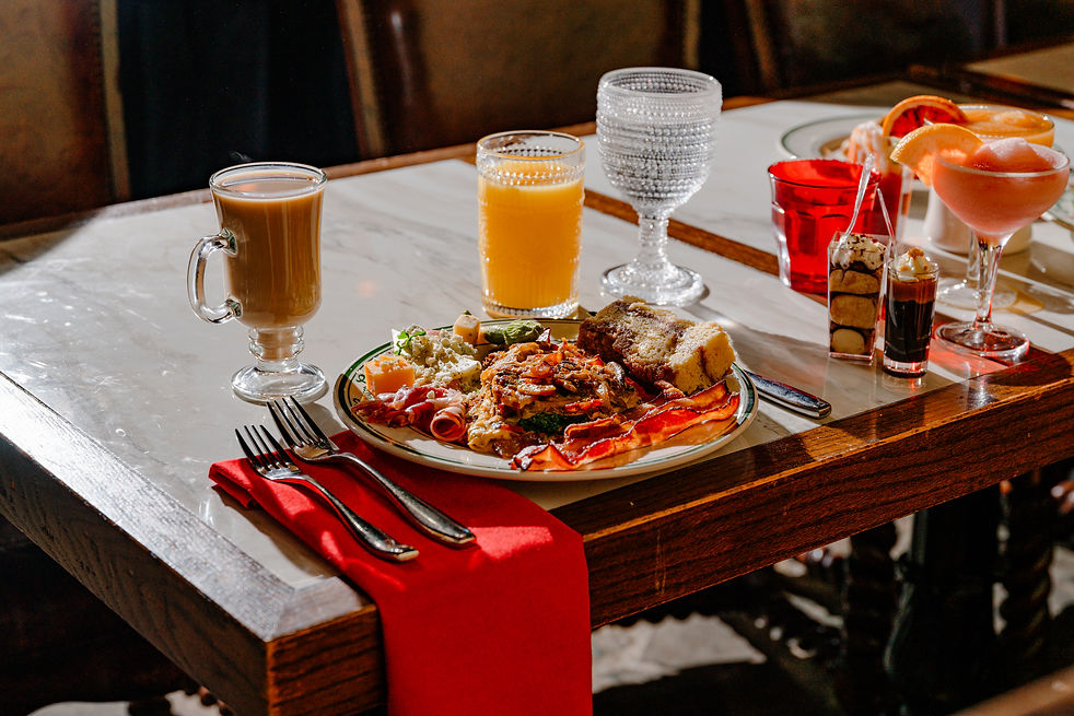 the biggest sunday brunch buffet in louisville is italian food at grassa gramma - place setting after going through the grnd brunch line