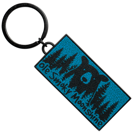 BLUE BEAR IN TREES KEYCHAIN