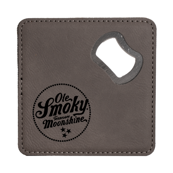 LEATHER BOTTLE OPENER COASTER, view 1