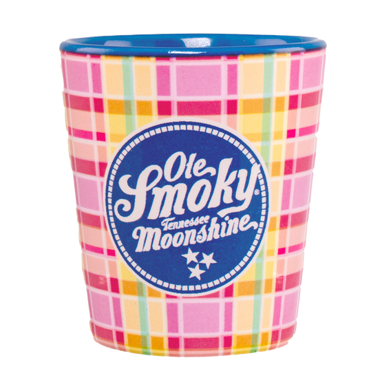 BRIGHT PLAID SHOT GLASS