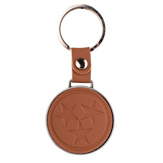 METAL & LEATHER DOUBLE SIDED KEYCHAIN view 2