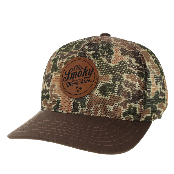 LEATHER PATCH MESHY HAT - DUCK CAMO, view 1