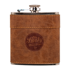 BROWN LEATHER WRAPPED FLASK
