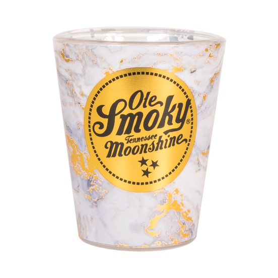WHITE MARBLE GOLDMINE SHOT GLASS