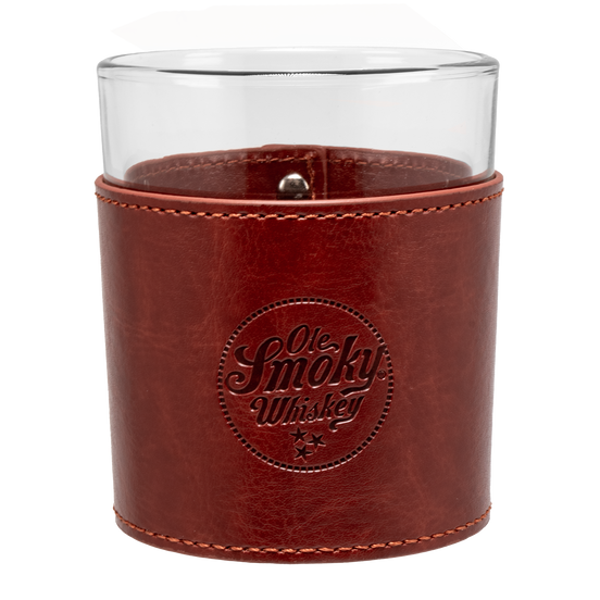 LEATHER WRAPPED ROCKS GLASS