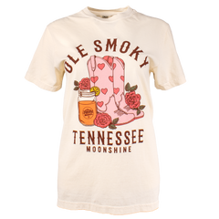 BOOTS AND FLOWERS TEE - IVORY