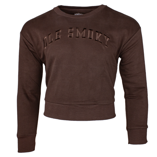 TERRY CROP CREWNECK - CHOCOLATE BROWN