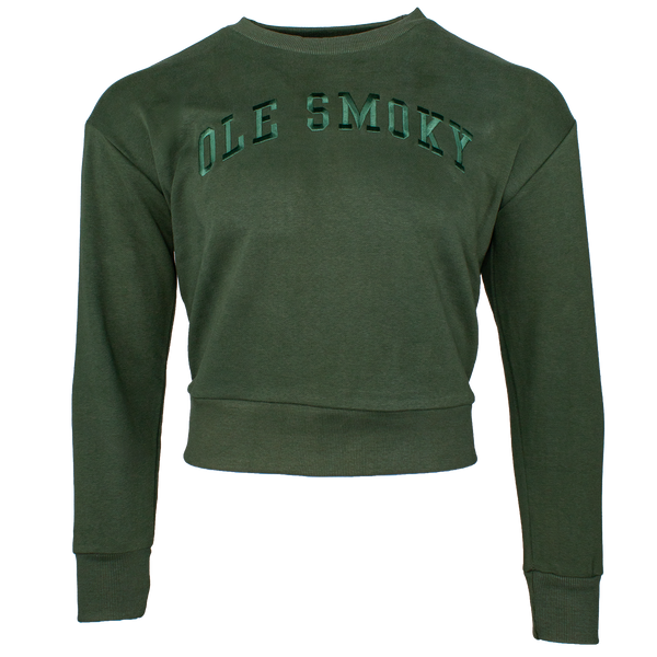 TERRY CROP CREWNECK - VARSITY GREEN, view 1